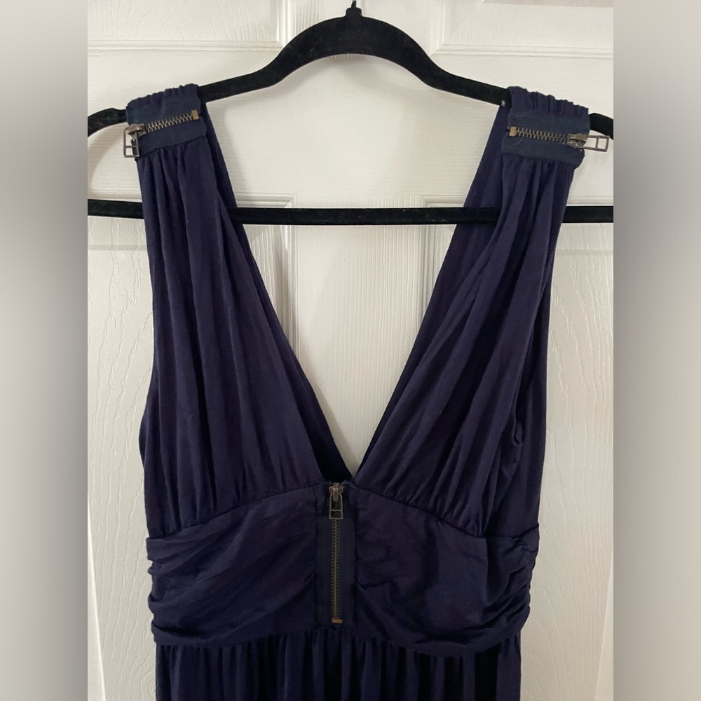 Lucca Couture Sleeveless Deep V Neck Dark Navy Maxi Dress Medium - Picture 3 of 8